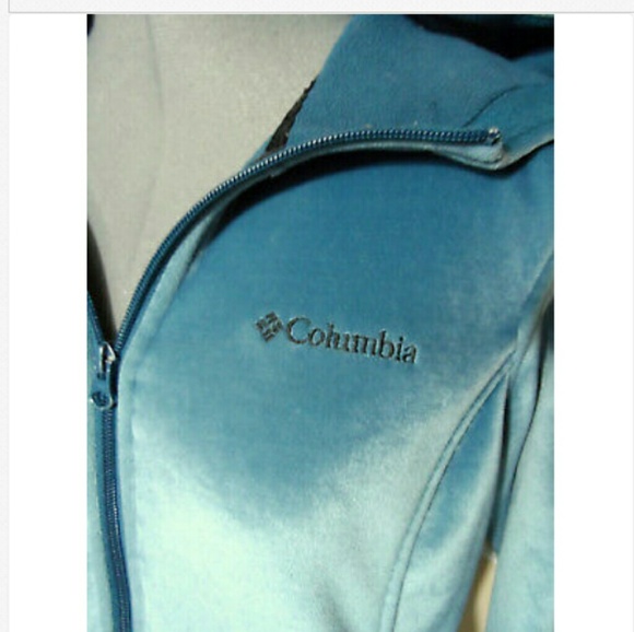 COLUMBIA Velour Hoodie Jacket S Dusty Blue warm! - Picture 3 of 7